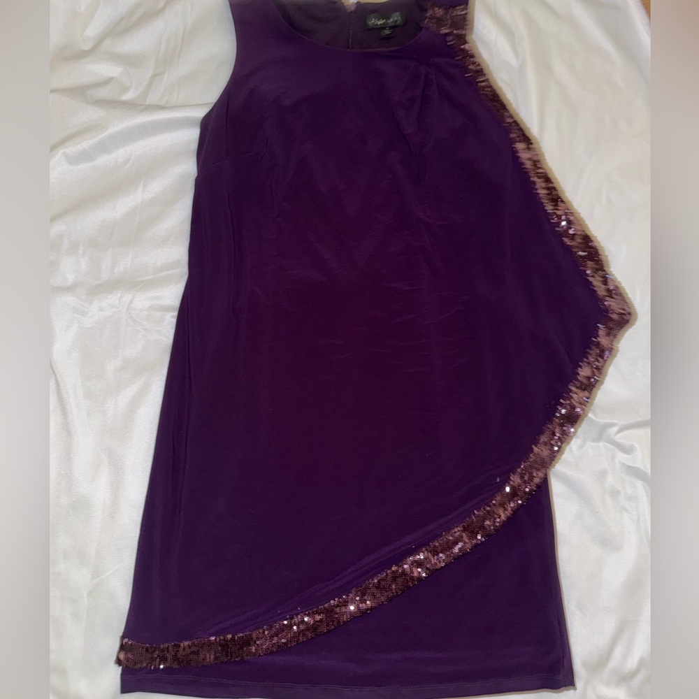 Scarlett Asymmetrical Purple Dress with Sequin Trim